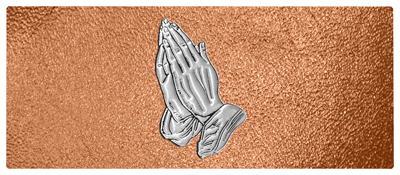 DNSEMP-L-516-GD-SH-CP Silver Praying Hands Shimmer Copper